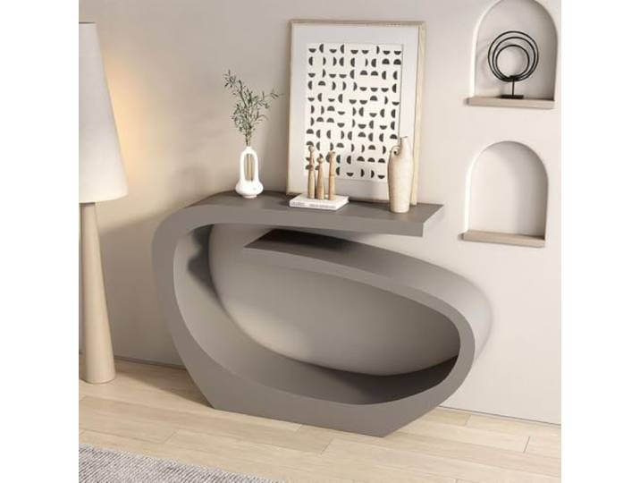 Moderner Konsolentisch, Schlanker Flurtisch Mit Metallrahmen Für Wohnzimmer Geometrisches Design, Robuster Kohlenstoffstahl, Kompakte Stellfläche, Vielseitig(Gray,80cmW*30cmD*80cmH)