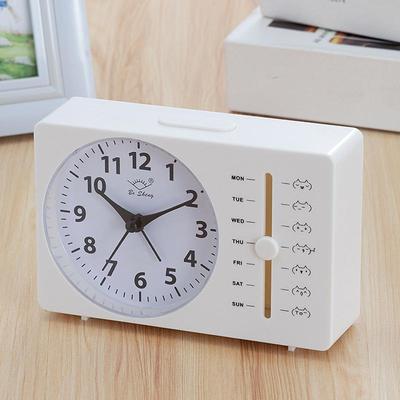 Inspired Deals Modern Silent Quartz Alarm Clock With Weekly Function For Desk & Bedside white