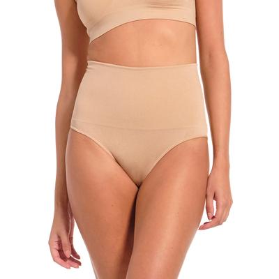 Slip MAGIC BODYFASHION, Damen, Gr. S, beige (cappuccino), Obermaterial: 90% Polyamid, 10% Elasthan, figurbetont, Unterhosen Slip, eng, hoch geschnitten, formend, nahtlos, bequem, basic, schimmernd