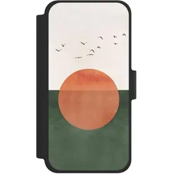 Nivocase Klapphülle für Apple iPhone 12 mini Handyhülle aus Kunst Leder NIVOflip schwarz Sonnenschein (Apple iPhone 12 mini), Smartphone Hülle, Schwarz