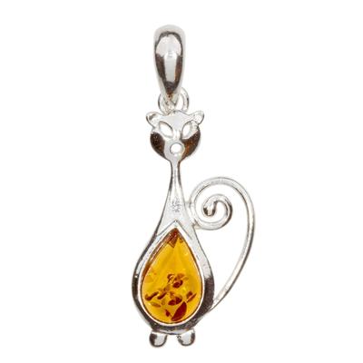 Kettenanhänger OSTSEE-SCHMUCK "Ostsee-Schmuck Anhänger Katze Anhänger Katze", weiß, Schmuckanhänger, Damen, 32 x 13mm, Silber 925 (Sterlingsilber), 1,3 g, Kettenanhänger