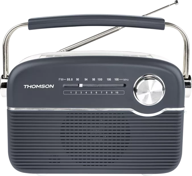 Thomson RADIO FM + BT SPEAKER RETRO STYLE SOLAR OR USB-C CHARGING GREY/WHITE RTS450BTG
