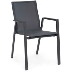 Gartenstuhl Krion aus Aluminium und Textilene, modern, stapelbar mit Armlehne, anthrazit