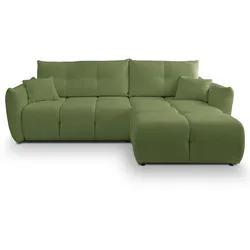 ECKSOFA MODA S Grün Geflochtener Stoff mit Schlaffunktion