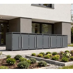 Westmann Pedura 8 | Metall Mülltonnenbox mit Fußpedal | 8x240 L | Anthrazit - Anthrazit