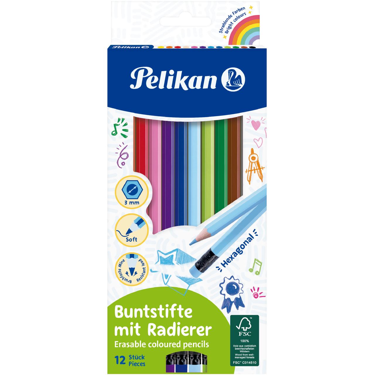 Pelikan Buntstifte radierbar sechskant FSC 12Stk.
