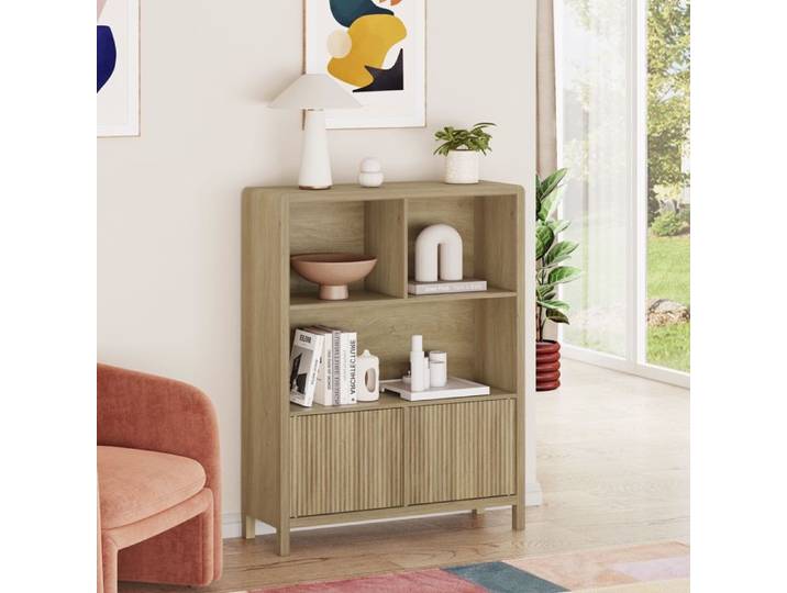 Commode Lukkodso 103 x 80 x 28 cm effet chêne rustique