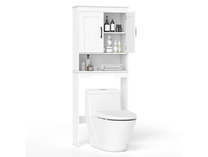 COSTWAY Meuble WC au-Dessus des Toilettes avec 2 Portes Étagère Réglable Compartiments Ouvert pour Toilettes Buanderie Blanc