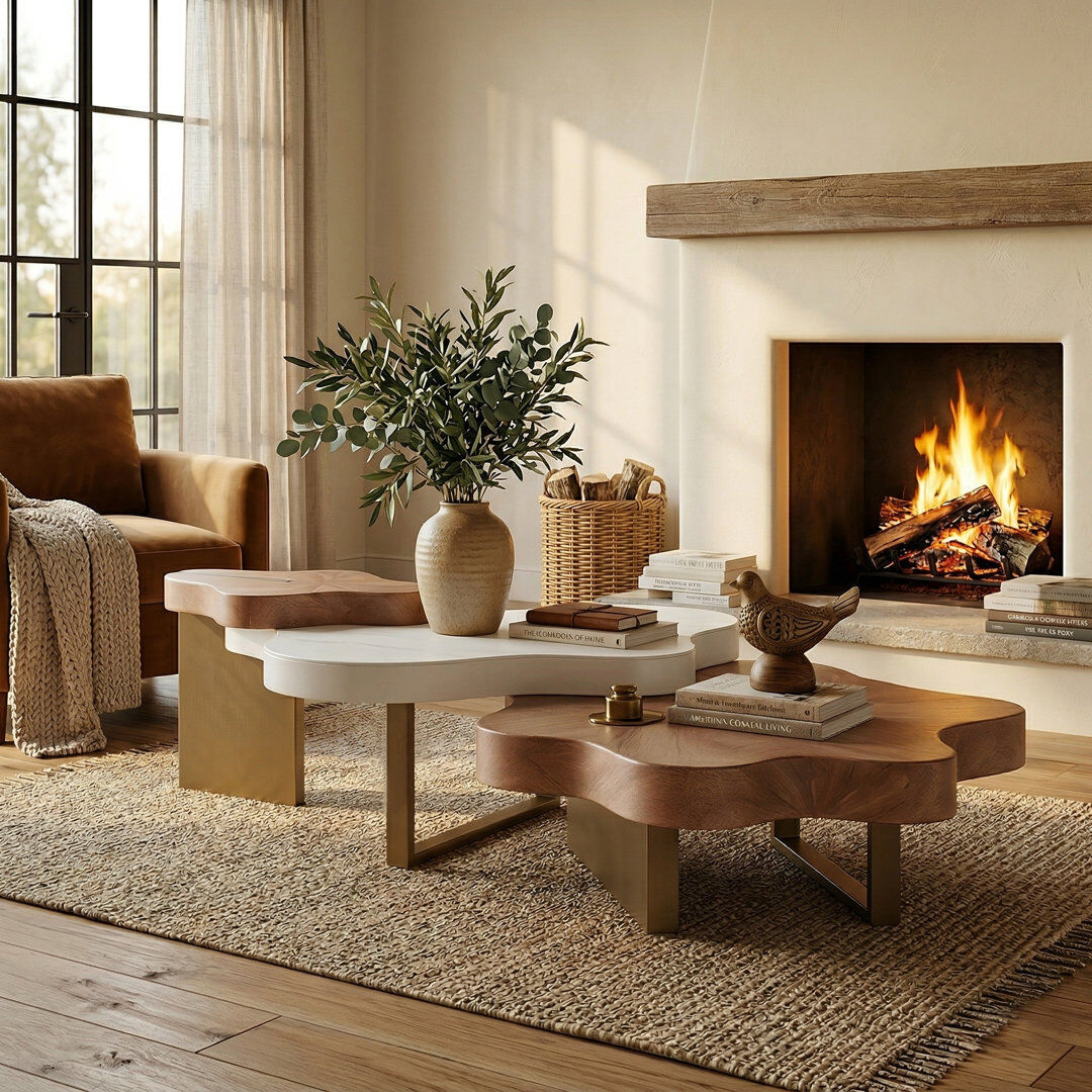 Orren Ellis Sled Coffee Table White;Brown 40cm H X 160cm W X 90cm D