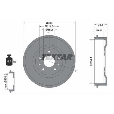 TEXTAR Bremstrommel 94032800 für LAND ROVER