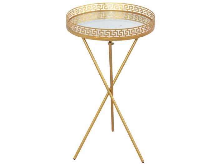 Mid.you Beistelltisch, Gold, Metall, Glas, Uni, rund, X-Form, 40x71x40 cm, einfacher Aufbau, Wohnzimmer, Wohnzimmertische, Beistelltische, Beistelltische Metall