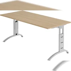 bümö manuell höhenverstellbarer Schreibtisch 180x80 cm in Eiche - PC Tisch höhenverstellbar & groß, höhenverstellbarer Tisch Büro, großer
