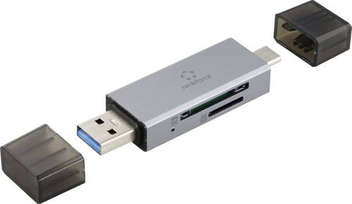 Renkforce RF-PCR-400 Externer Speicherkartenleser USB-A, USB-C microSD, SD Space Grau
