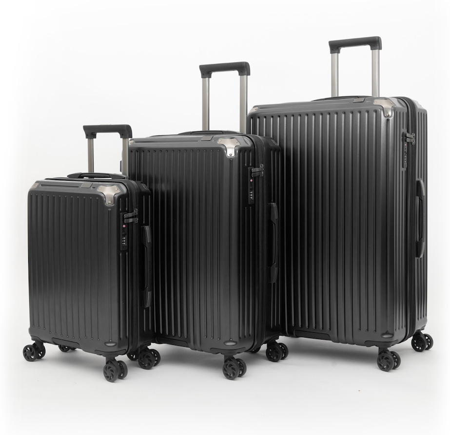 Qubed Guarded 3 Piece Suitcase Set - Black