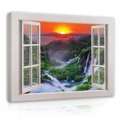 BILDER auf Leinwand Wasserfall Natur Modern 80x60