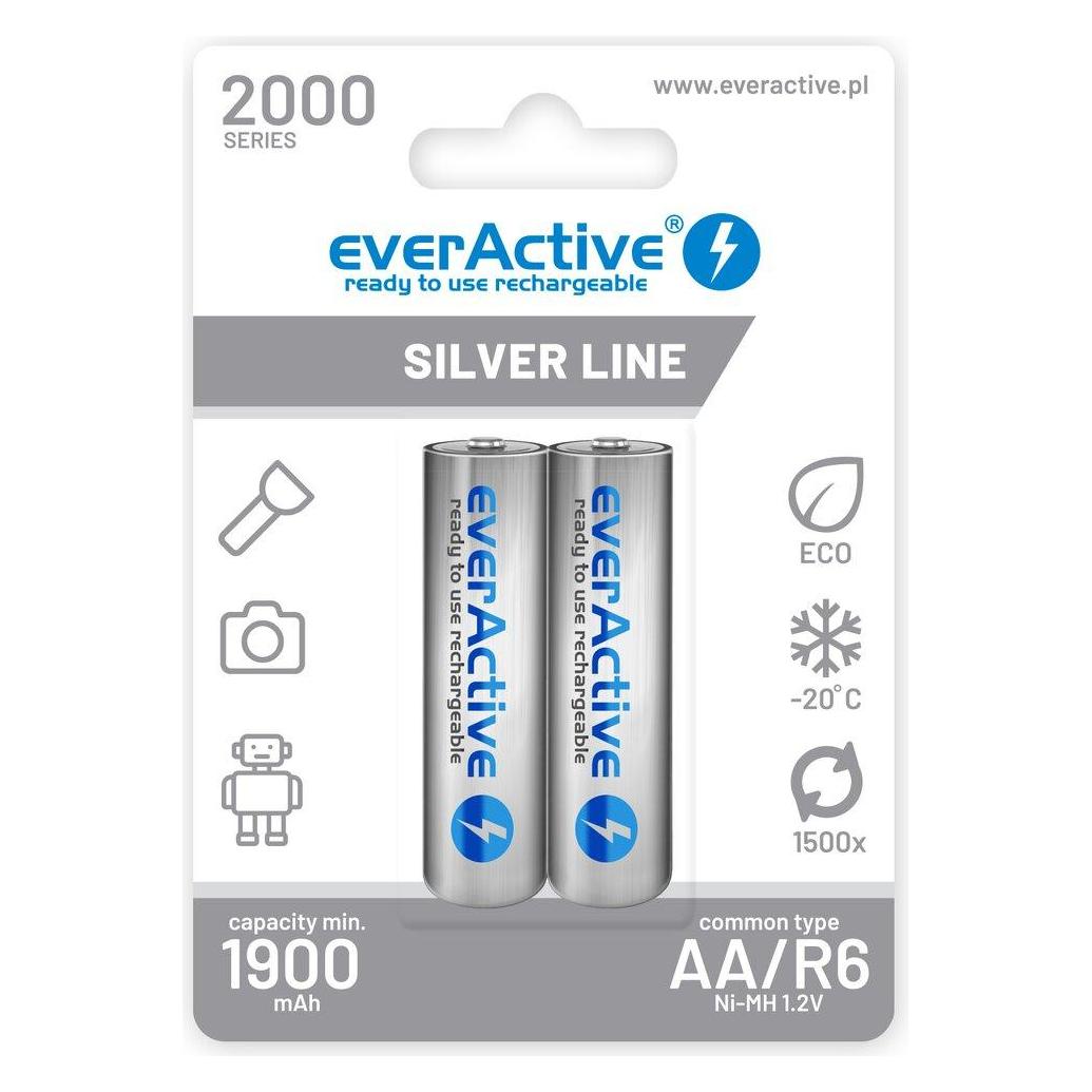 Everactive Rechargeable batteries Ni-MH R6 AA 2000 mAh Silver Line - Batterie - Mignon (AA) (2 Stk., AA, 2000 mAh) (EVHRL6-2000)