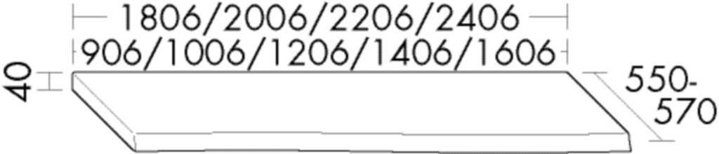 Burgbad Konsolenplatte KPF Massiv 40x2406x550 Eiche Massiv Honig, WPDR240A0331 WPDR240A0331