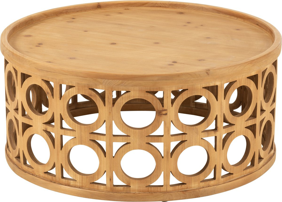 J-Line salontafel Gekerfd in naturel hout