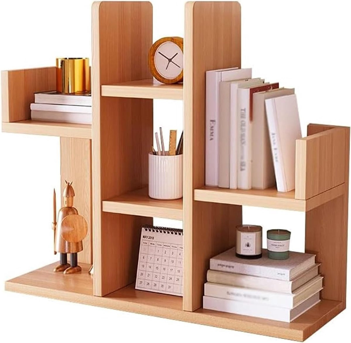 Houten Boekenplank Bureau Organizer Houtkleur Breedte: 65 cm