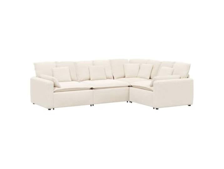 Makastle Modulares Ecksofa Lammwolloptik 317x217 cm Creme