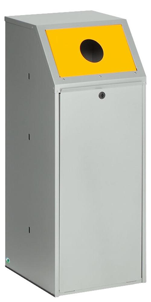 Robuster Wertstoffsammler mit Klapptür | für Wertstoffe | 70 Liter, HxBxT 100x40x40cm | Verzinkter Stahl | Grau