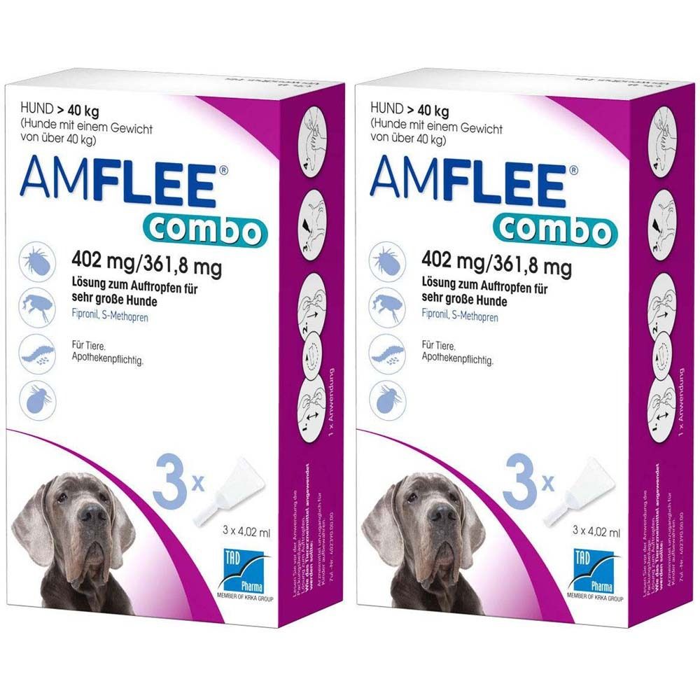 Amflee combo 402 mg/361,8 mg für sehr große Hunde Doppelpack 2x3 St Lösung