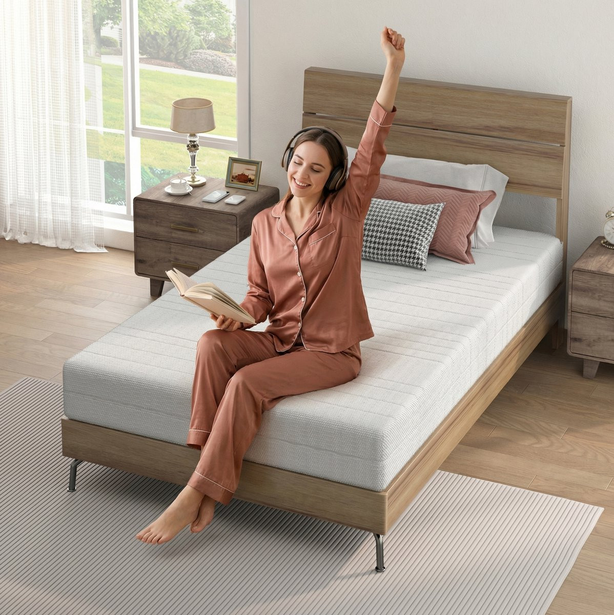 MODFU Koudschuim Matras Middenhard met Afneembare Tijk, 140 x 200 x 20 cm