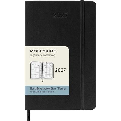 Moleskine 12 Monate Monatsnotizkalender 2027, P/A6, 1 Mo = 2 Seiten, Linierte Seiten Weicher Einband, Schwarz