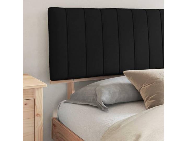 KTHLBRH Doppelbett 180 x 200 schwarz Kiefer massiv Gepolstertes Kopfteil mit Lattenrost, einfache Montage, Kopfteil waschbar