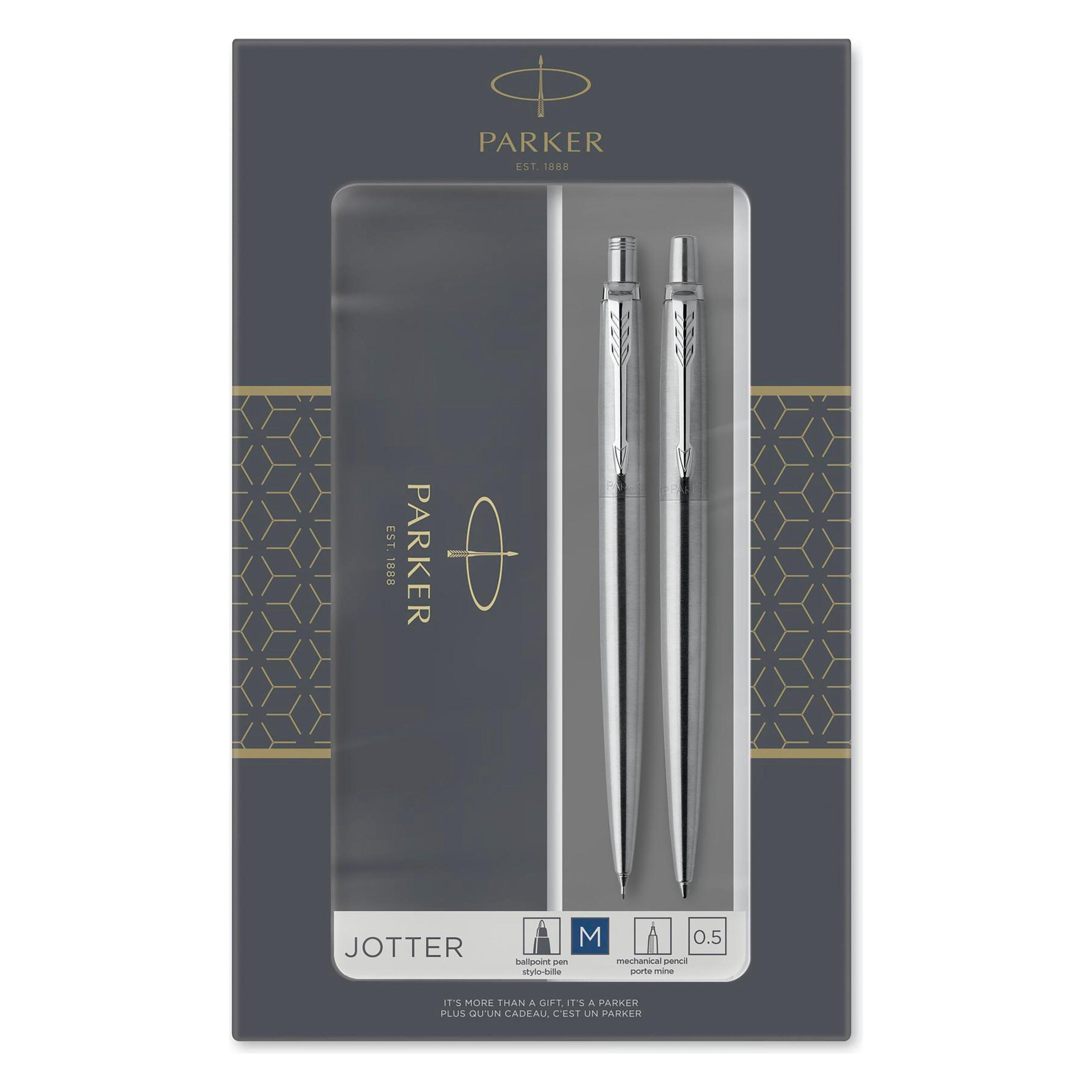 Parker Pen Schreibgeräte-Set JOTTER Edelstahl C.C. Inhalt: 1 Kugelschreiber, Strichstärke: M, Strichfarbe: bla (1x) (2093256)