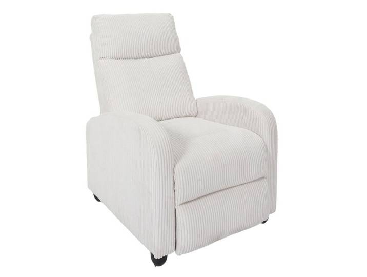 Fauteuil relax manuel en tissu côtelé écru - AMORY