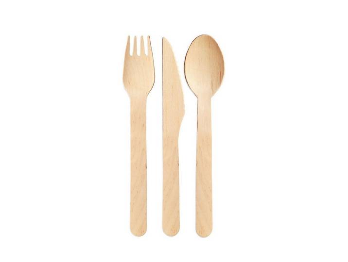 wisefood Einwegbesteck-Set 20 Sets Besteckset aus Holz - Gabel, Messer, Löffel - je (20-tlg), Holz