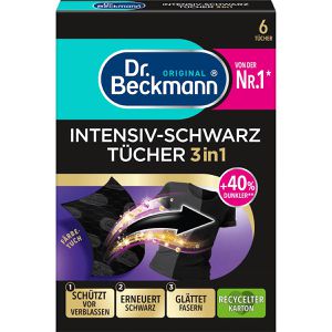 Dr.Beckmann Textilfarbe Intensiv-Schwarz 3in1, für Waschmaschine, 8 Tücher