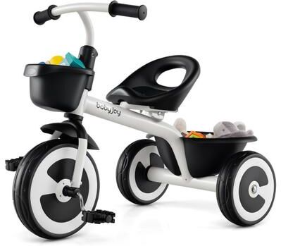 Costway Toddler Tricycle with Adjustable Seat and Storage Baskets for 1.5-5 Years Old-White