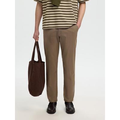 Chinos SELECTED "SLH175-SLIM NEW MILES FLEX PANT NOOS", Herren, Gr. 33, Länge 34, braun (chocolate chip), Web, Obermaterial: 91% Baumwolle, 6% Elastomultiester, 3% Elasthan, unifarben, slim fit lang, Hosen, Baumwollmischung, slim fitslim fit