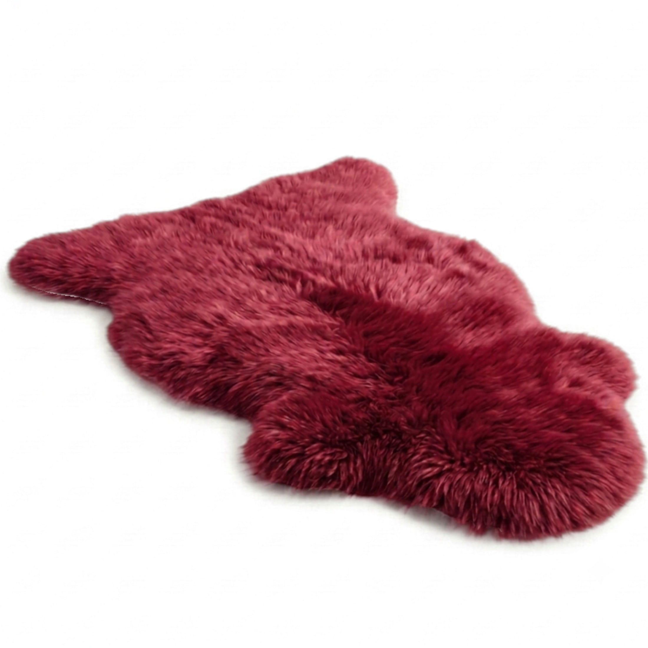Echter roter Rosa-Schafsfell, natürlicher, seidiger, weicher, flauschiger echter Wollteppich