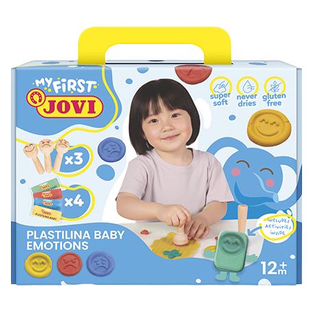 Jovi PLASTILINA BABY Schachtel mit 4 x Knetmasse +3 Stempel Emotionen (374EM-JV)