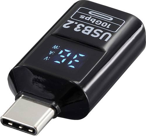 Renkforce USB Adapter [1x USB-C Stecker - 1x USB-A Buchse] USB 3.2 Type C/A Charging Adapter, PD36W, 10 Gpbs LED-Display Laden