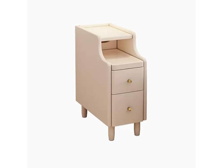 2 Schubladen nachtschrank Beistelltisch bed side table aufbewahrungs schrank aus holz beistelltisch modern design couchtisch kleine kommode schrank kleinmöbel schränkchen nachtschrank schmal(Warm whit