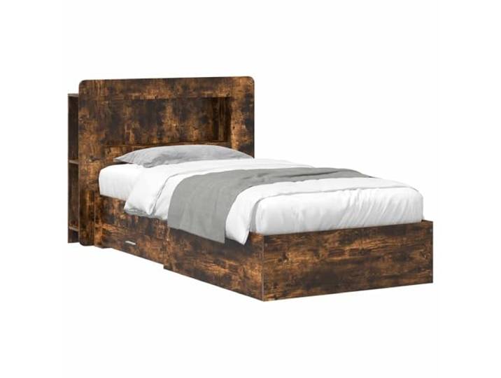 RJPLMFV Bettgestell mit Stauraum, Raucheiche, 100 x 200 cm Langlebiges Holz, integrierte Schubladen und Regale, modernes Design, einfache Montage, einfache Wartung