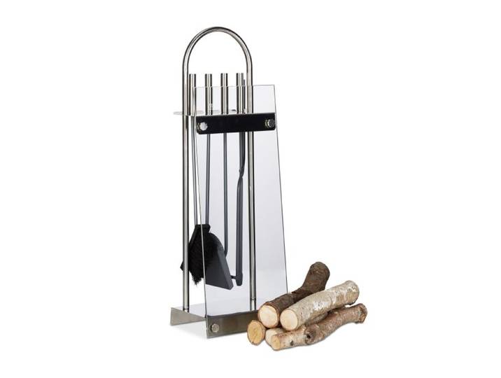 Relaxdays Kaminbesteck Edelstahl modern 5 teilig