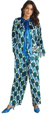 Masseys City Girl Pant Set (Size 1X) Victoria Blue/Deco, Polyester