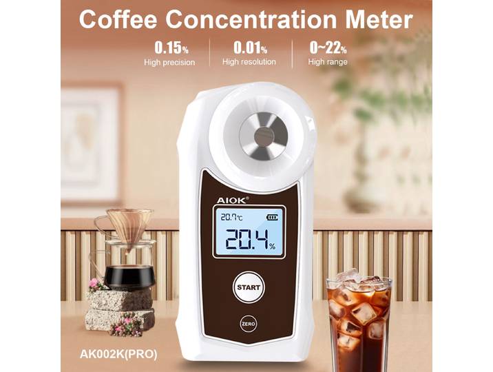 AIOK – réfractomètre de Concentration de café, résolution 0.01 0-22% TDS IP67, étanche et lavable 0-40 ℃ Compensation de température