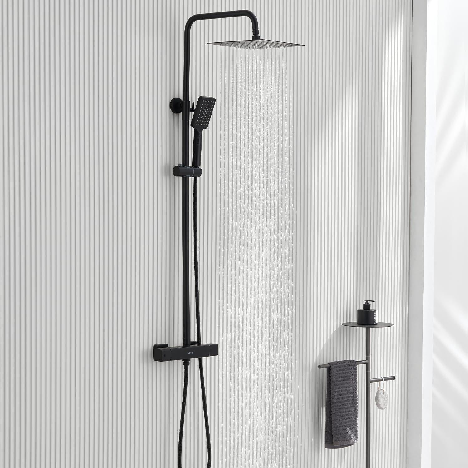 Famanu Thermostatisch douche systeem met regendouche en handdouche, verstelbaar en waterbesparend, complete doucheset