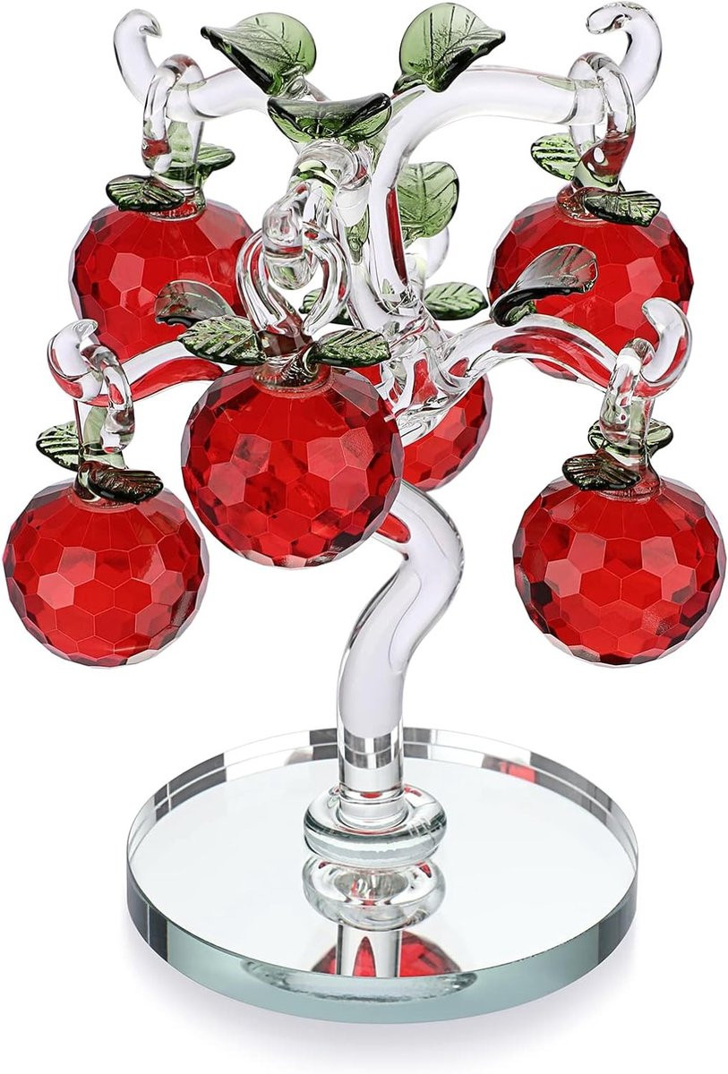 Inovra Plus Kristalglas Appelboom Beeldje - Rode Feng Shui Tafeldecoratie