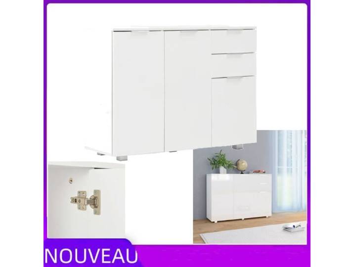 Buffet bas - VOGUE - Belle apparence - Blanc brillant - Scandinave - Moderne