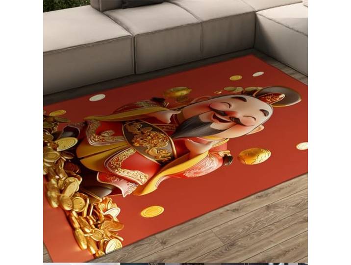 HOBBOY Festival vloerkleed, Chinese stijl, gelukstapijt voor hal, slaapkamer, woonkamer, oosters nieuwjaarsdecoratie, tapijt voor binnen, deurmat, 90 x 150 cm