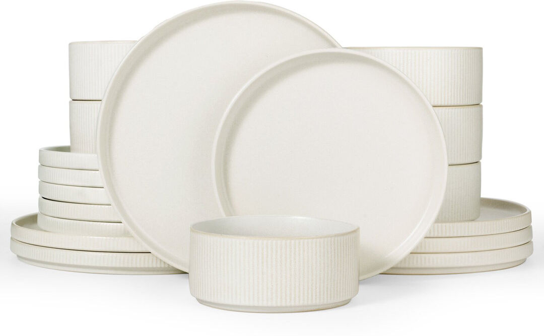 Brambly Cottage Stoneware Dinnerware Set 18 Piece - Service for 6 Matte White 18