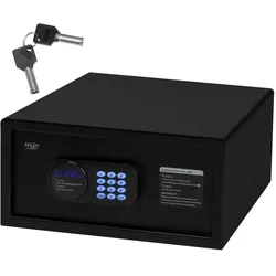 Adler AD 1045 Tresor 14 L, Möbeltresor mit Zahlencode, elektronischem Schloss, Notschlüssel, Alarmfunktion, Dokumententresor für Zuhause Hotel Büro, Schwarz