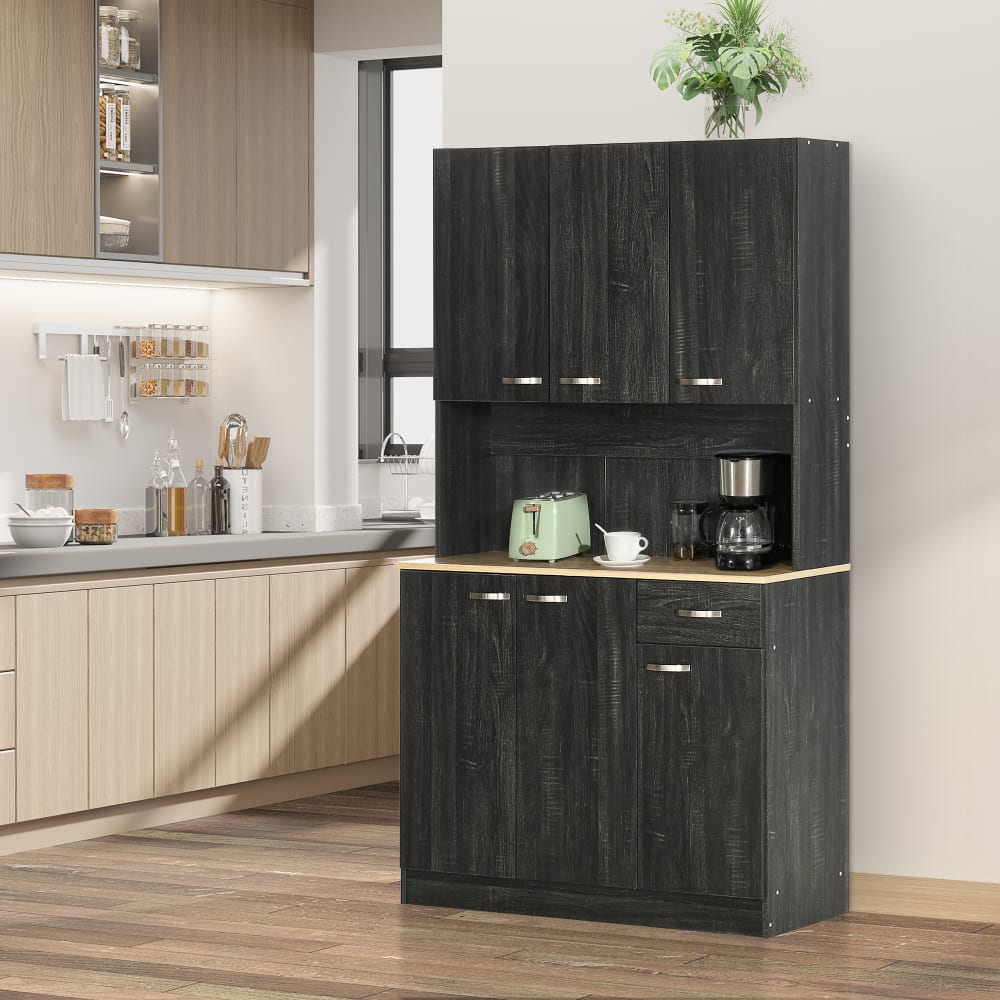 Homcom Alacena de cocina 101x39x180 cm negro